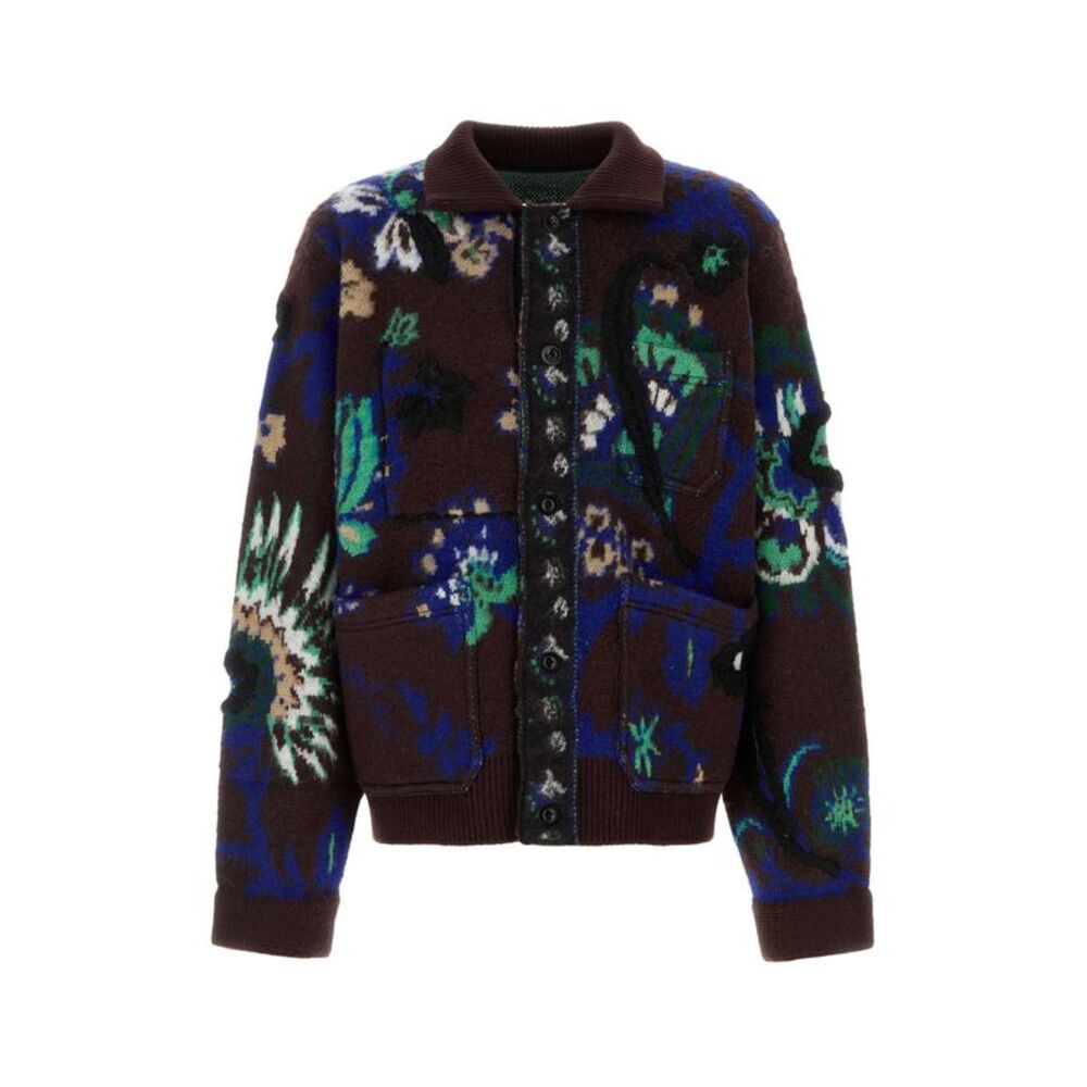 Sacai Men Embroidered Wool Cardigan
